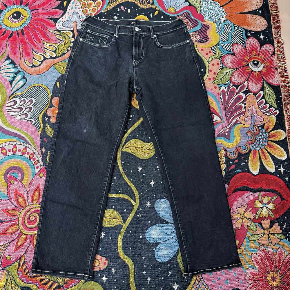 True Religion Mens Bobby Relaxed Baggy Black Denim Jeans Size 34 36 x 31